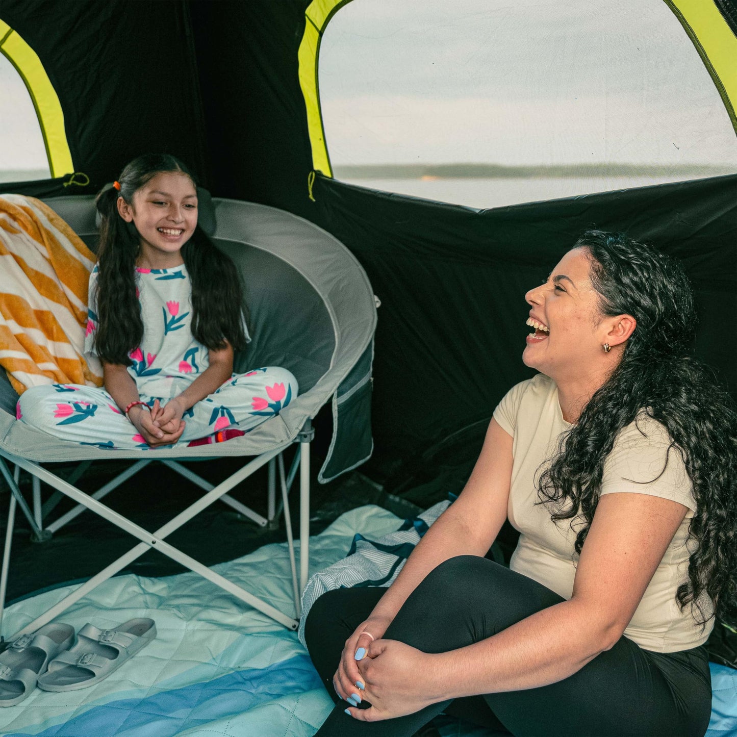 CORE Blackout 9 Person Instant Cabin Tent | Large Multi Room Family Pop Up Dark Room Tent for 2 Minute Camp Setup | Included Storage Pockets for Camping Accessories