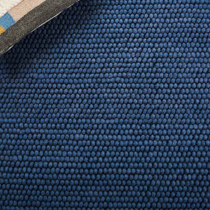 SAFAVIEH Area Rug 6x9 - Natura Collection - Navy & Blue, Handmade Wool Blend, Textured Design, Ideal for Living Room, Bedroom, Dining Space (NAT620M)