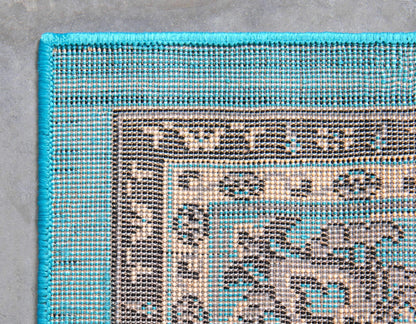 Unique Loom Sialk Hill Collection Area Rug - Washington (9' 10" x 13' 1" Rectangle, Turquoise/ Black)