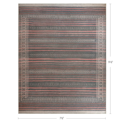 KNOTTING MATTERS Vibe Stripe 7’6” x 9’6” Area Rug – Sand, Charcoal & Clay Heritage Flatweave, Low-Pile – Easy Clean Area Rug – Perfect for Living Room, Dining Room, Bedroom – Pet & Kid Friendly