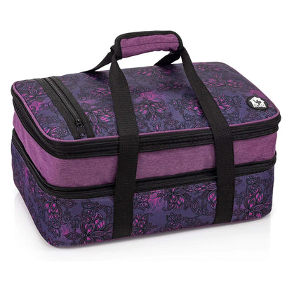 VP Home Double Casserole Insulated Travel Food Containers Carry Bag - Henna Tattoo Design for Trip Birthday Party, Mother's Day, Grocery Store, Supermarket, Outdoor Picnic, and More - Lunch Bag