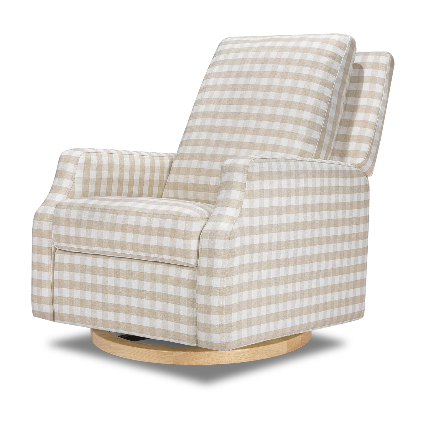 Namesake Crewe Glider Recliner Nursery Chair - GREENGUARD Gold & Certi-PUR US Certified Rocker Recliner - Glider Rocking Chair for Nursery & Living Room - Manual, 360° Swivel, Tan Gingham