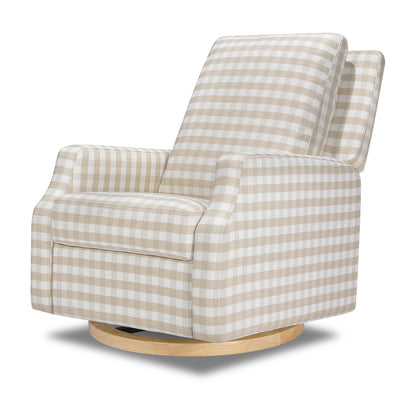 Namesake Crewe Glider Recliner Nursery Chair - GREENGUARD Gold & Certi-PUR US Certified Rocker Recliner - Glider Rocking Chair for Nursery & Living Room - Manual, 360° Swivel, Tan Gingham