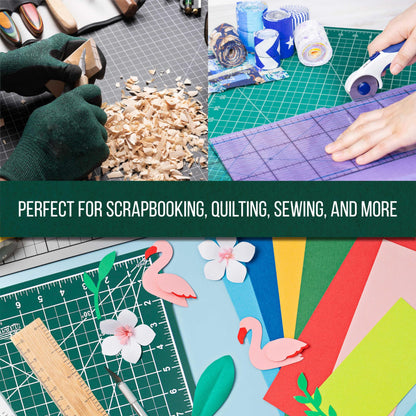 U.S. Art Supply 18" x 24" Self-Healing Cutting Mat 5-Ply - Double-Sided Green/Black Craft Mat, Non-Slip Cutting Mats for Crafts, Sewing, Quilting, Scrapbooking