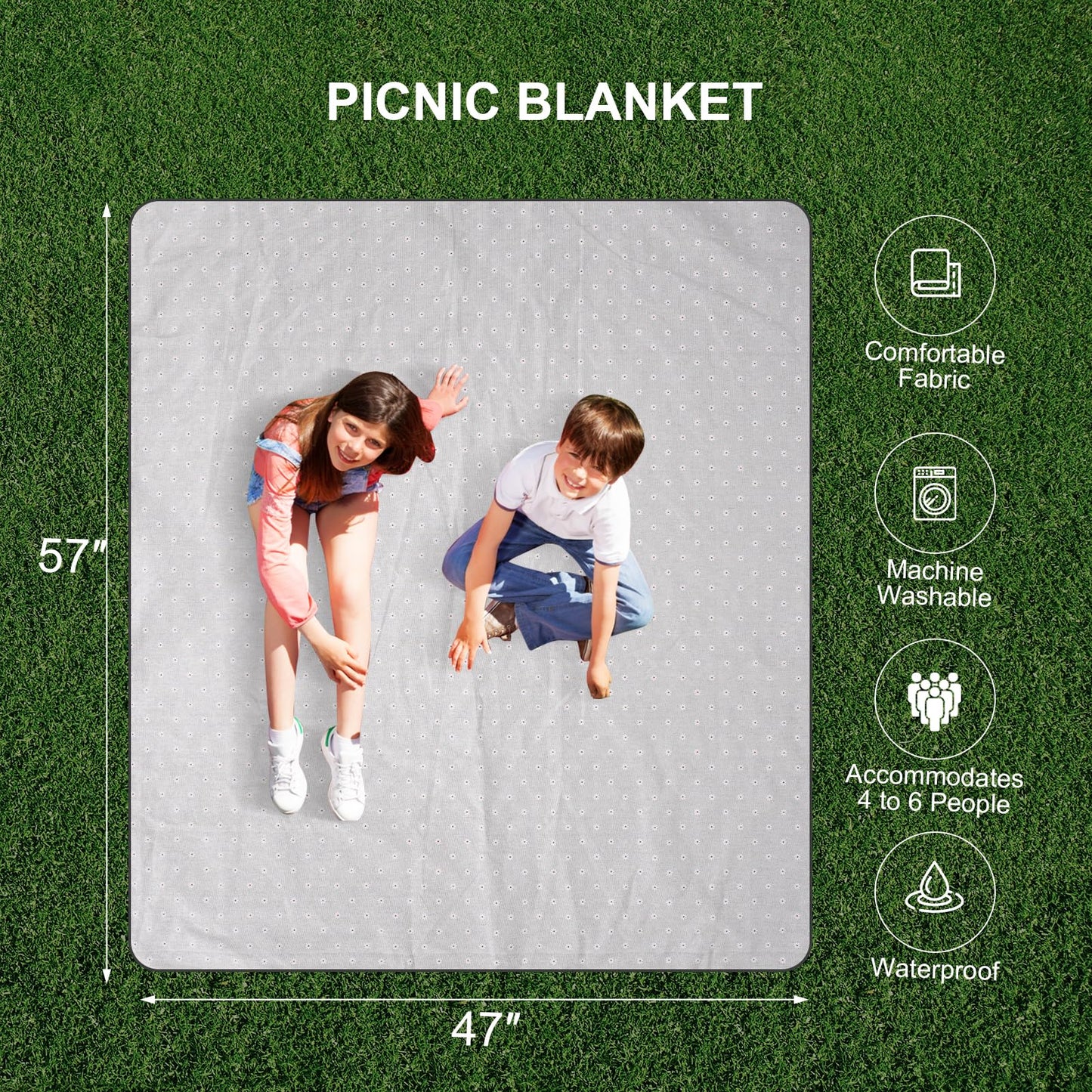Zettfuly Picnic Basket Set for 2 - Wicker Insulated Picnic Basket with Waterproof Blanket, Folding Wine Picnic Table & Cutlery Kits, Picnic Baskets Kit for Camping, Outdoor, Valentine (White Flower)