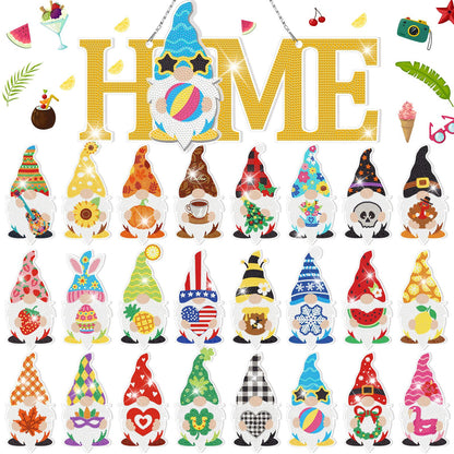 Yousoontic 25 Pcs Magnetic Diamond Art Easter Interchangeable Gnome Wall Decor 13.8 x 6.8 Inch Spring Hanging Seasonal Welcome Sign DIY Detachable Decorations or Front Door Home Farmhouse Gifts