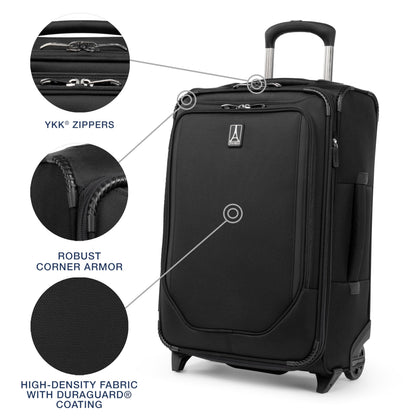 Travelpro Crew Classic Lightweight Softside Expandable Carry on Luggage, 2 Wheel Upright Rollaboard Suitcase, Men and Women, Carry On 22-Inch, Black