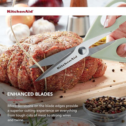KitchenAid Kitchen Shears - Durable Stainless Steel Scissors with Soft Grip Handle | 8.72 Inch, Pistachio (Pack of 2)