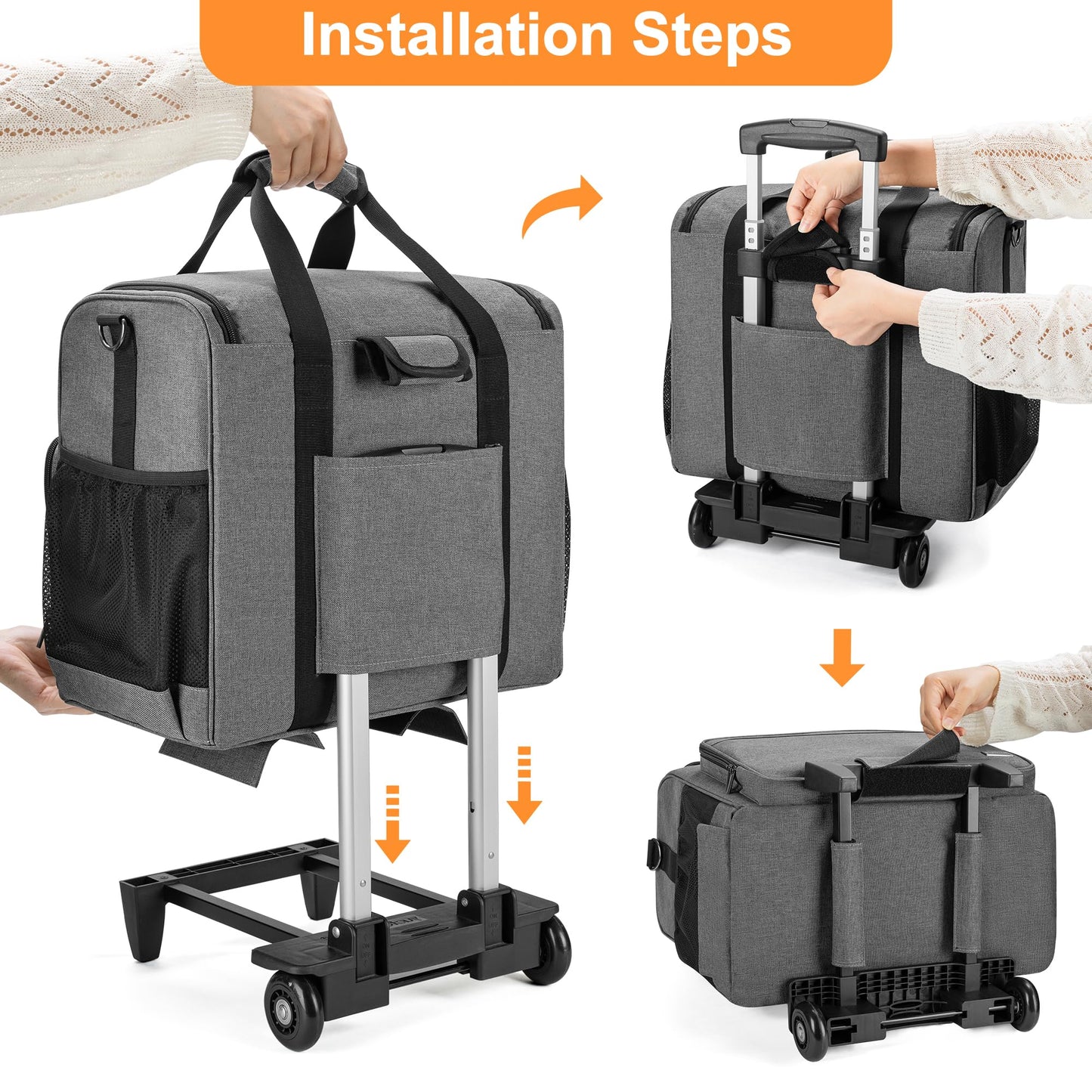 Trunab Rolling Scrapbook Tote Craft Organizers and Storage with Wheels, Craft Bag for 12 X 12 inch Scrapbook Album and Laptop, for Women