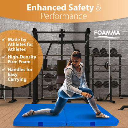 Foamma Gymnastics Mat - 4' x 4' x 6', Blue Foldable Landing Mat for Kids and Adults