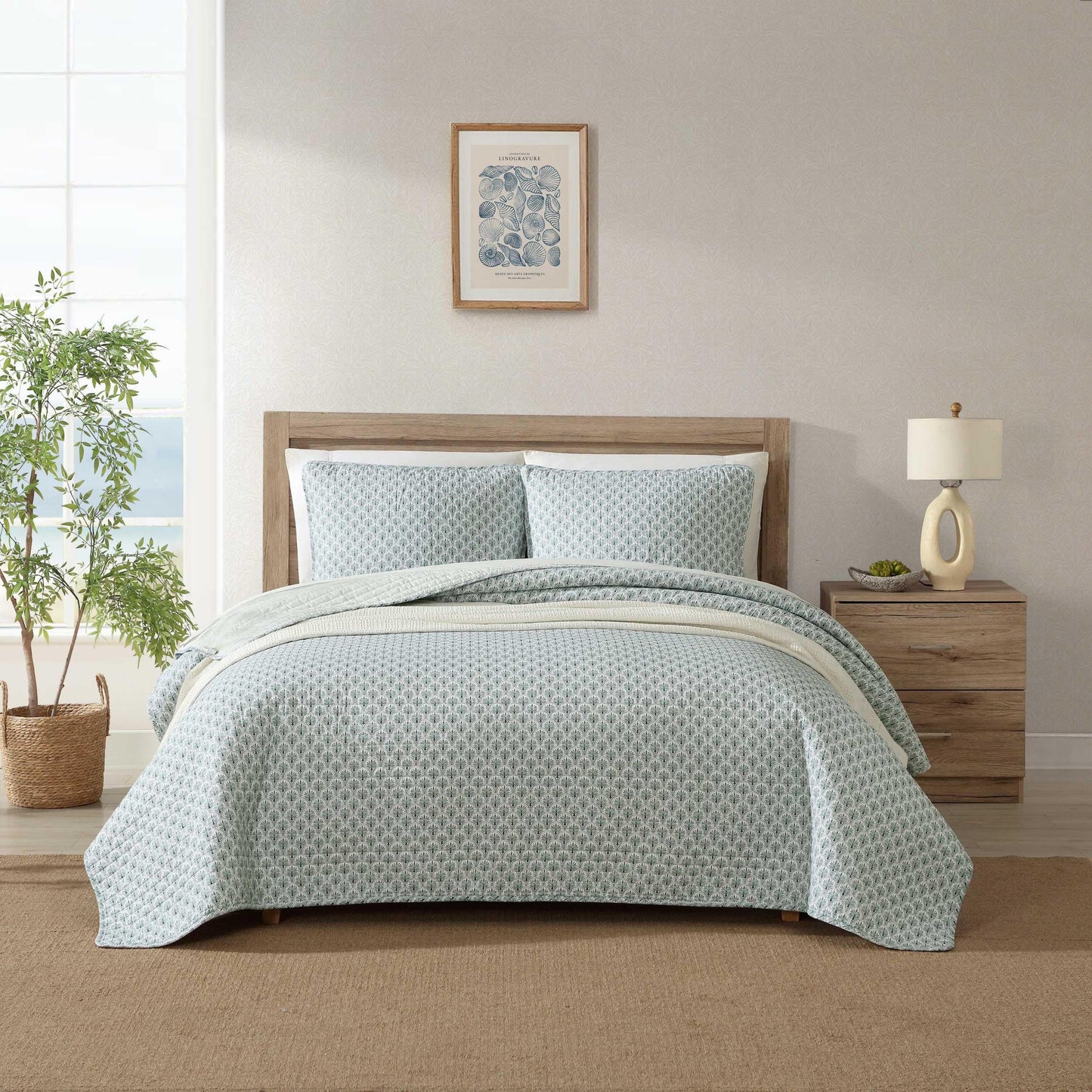 Tommy Bahama - Full/Queen Quilt Set, Super Soft Cotton Bedding with Matching Sham(s), Super Soft, Oeko-Tex Certified (Coastal Batik Green, Full/Queen)
