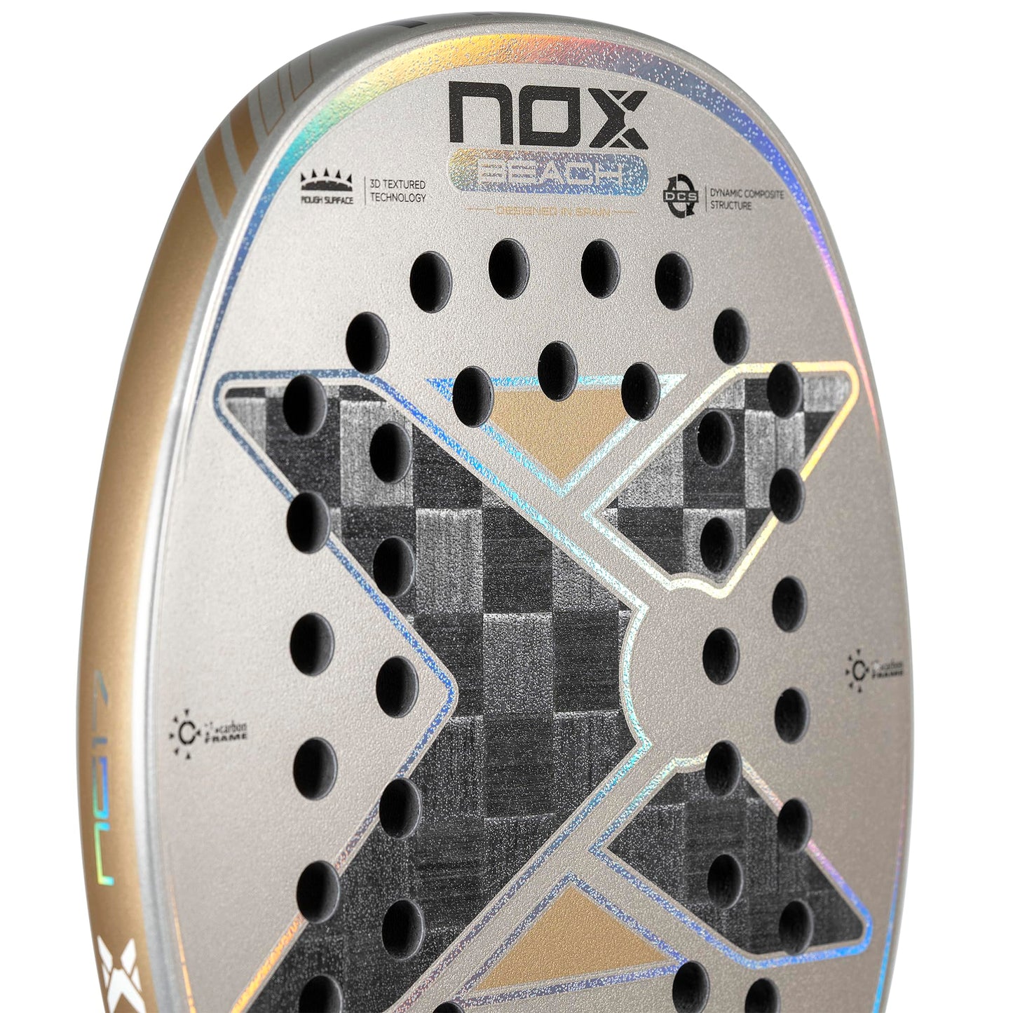 Beach Tennis Racket NG17 Luxury 2023 | High-Performance Beach Tennis Paddle | 18K Aluminized Carbon w/HR3 Black Eva Core | Exclusive Spin & Dynamic Composite Structure | Rough Surface for Extra Spin