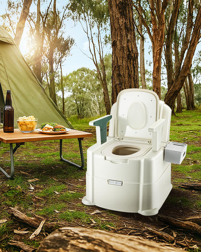 HygiVital Bedside Commode, 500lbs Heavy Duty & Upgraded Commode Toilet Potty Chair, Portable Camping Toilet, Detachable Armrests, Automatic LED Light, 2-Level Height, 3 Rolls of Commode Liners 【Green】