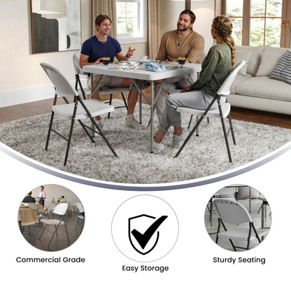 Flash Furniture Mirra Plastic Folding Chairs for Parties and Weddings, Lightweight Commercial Event Seats with 330-lb. Static Weight Capacity, Set of 6, White