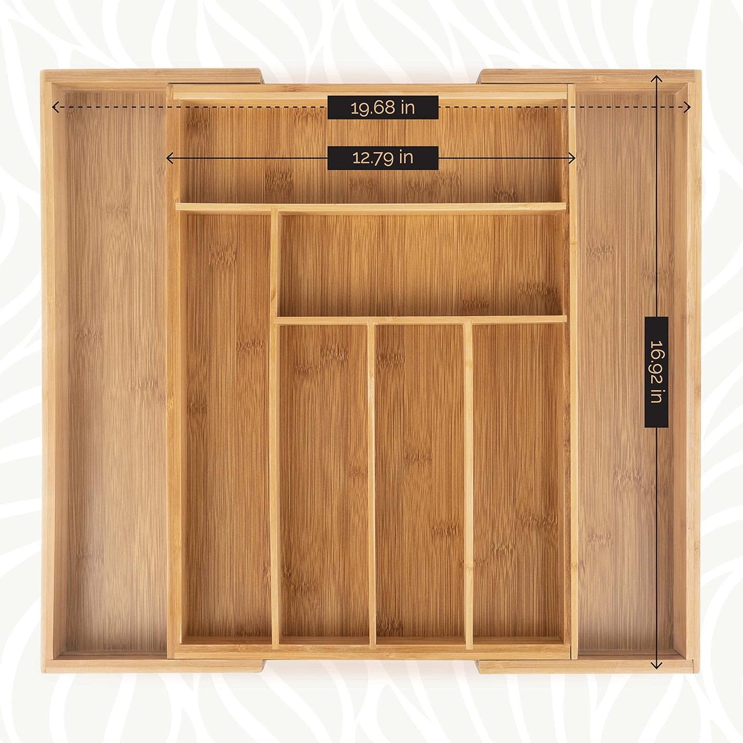 Masirs Expandable Bamboo Kitchen Drawer Organizer - Durable Construction, Ideal for Silverware, Utensils, and Office