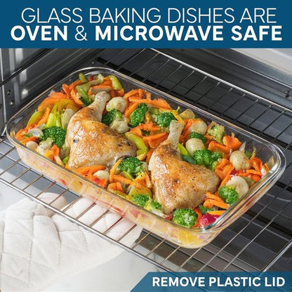 Cook With Color 8-Piece Deep Glass Baking Dish Set - Versatile Casserole & Food Storage Containers | Freezer-to-Oven, Microwave & Dishwasher Safe, Blue