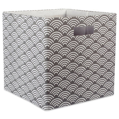 DII Collapsible Hard Sided Bin, Waves, Gray, Large