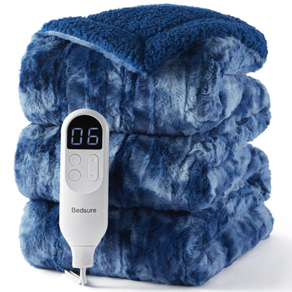 Bedsure Electric Blanket King Size - Dual Control Heated Blanket King Size, Fast Heating with 10 Time Settings & 10 Heat Settings, Warm Gift for Grandma (100x90 inches, Grey)