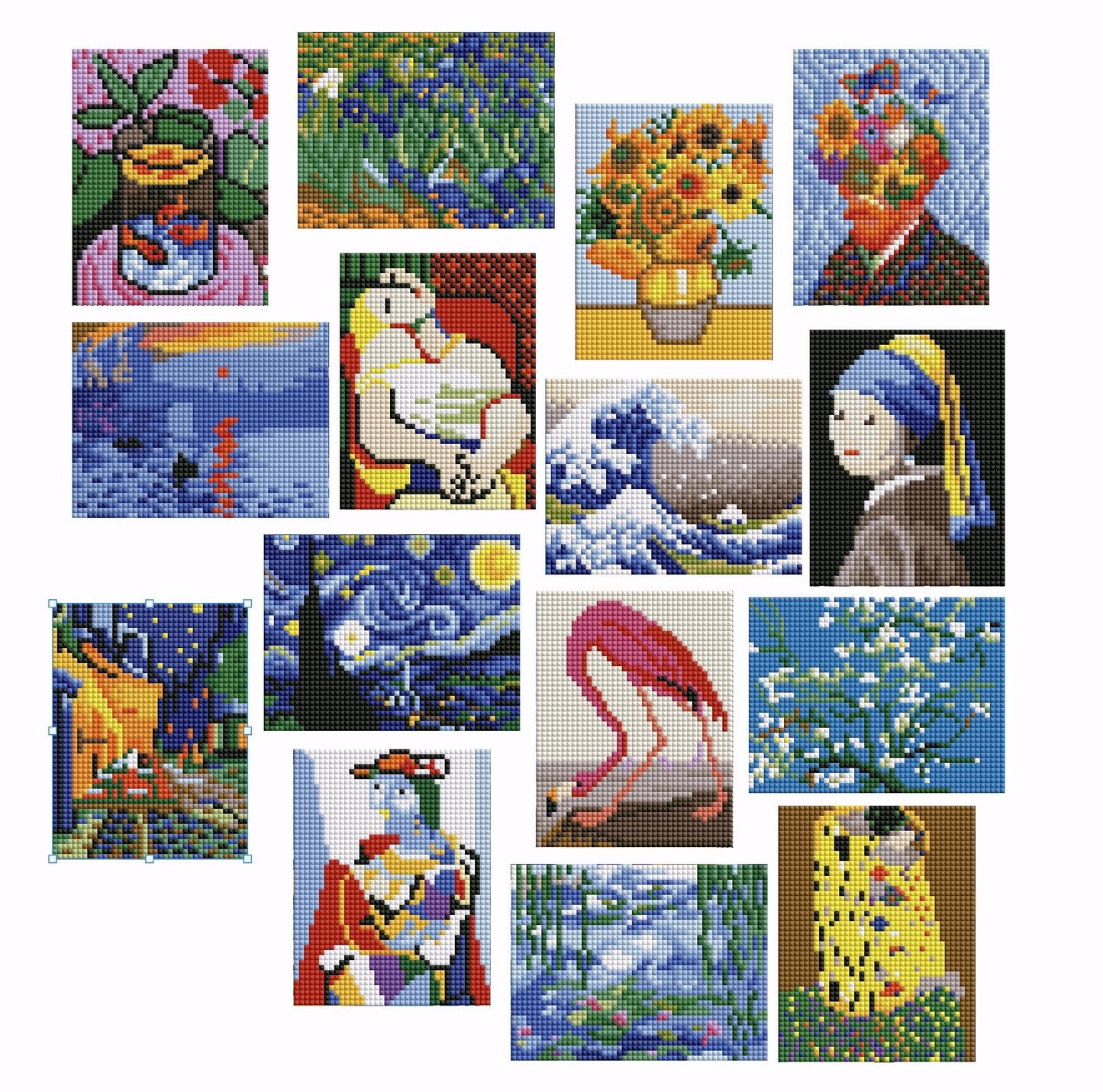 15 Packs Diamond Art Kits for Adults, Small Diamond Painting Projects Full Square Drill Gem Art Kits, Mini DIY 5D Paint With Diamond Dots Crafts with Tools, Classic Masterpiece Wall Decor Gift