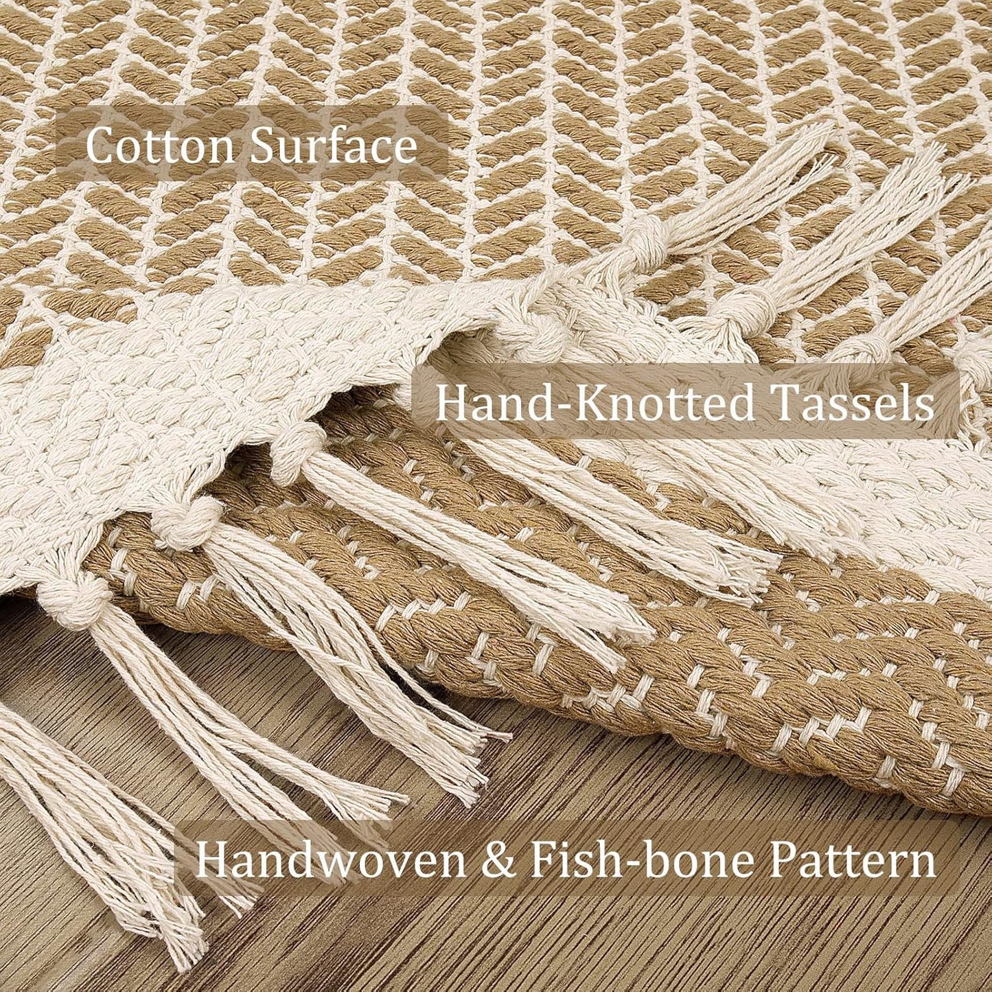 2x7 Lahome Belle Boho Laundry Room Rug, Runners for Hallways Lightweight Entry Woven Cotton Runner Rug with Tassels