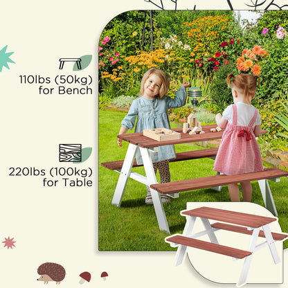 Picnic Table Set, Wooden Table Bench Set, Patio Furniture Outdoor Toys for Garden, Backyard, Aged 3 8 Years Old, Brown
