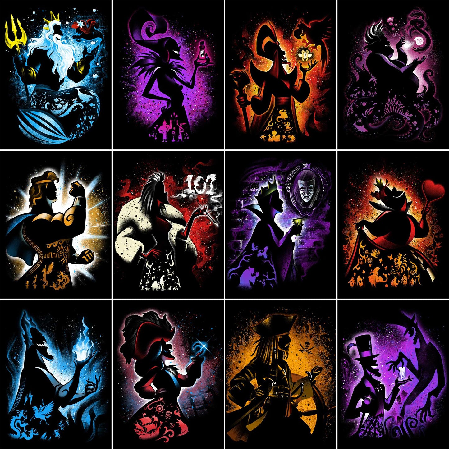 Youtheart Painting with Diamonds Villains Diamond Art, 5D Full Drill Cross Stitch Embroidery Kits (12 Packs)