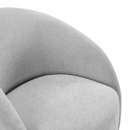Lexicon 360 Degree Swivel Accent Chair, Boucle Fabric Arm Chair with Metal Swivel Base and Sloped Arms for Living Room/Bedroom/Office, Light Gray