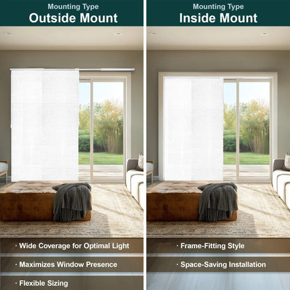 CHICOLOGY Panel Track Blinds for Sliding Glass Door, Adjustable Track for Patio Entry, Large Windows, Closet Opening and Room Divider, Trim to Fit Fabric Shades, 46 to 86 W x 96 H, White