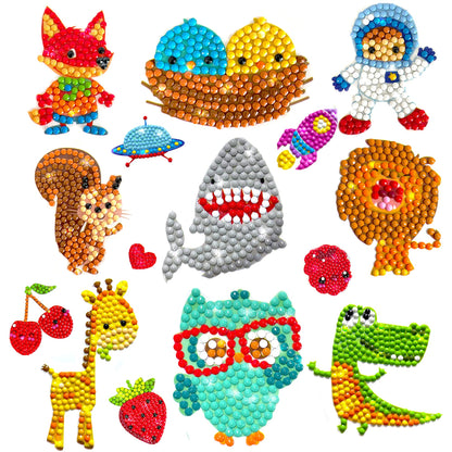 sinceroduct 80pcs Diamond Stickers for Kids - 5D DIY Gem Art Kits, Safe and Colorful Crafts for Girls, Boys, and Beginners