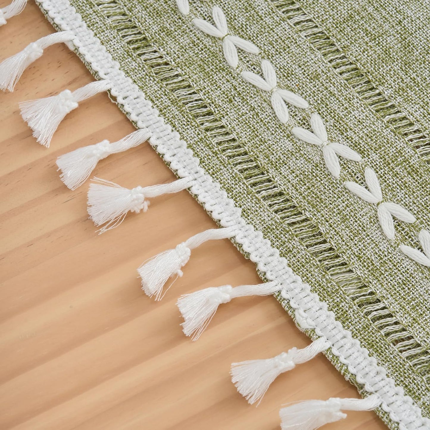2060 Inches Rectangular Coffee Table Covers for Living Room Striped Embroidered Tablecloth Linen Coffee Table Cloth