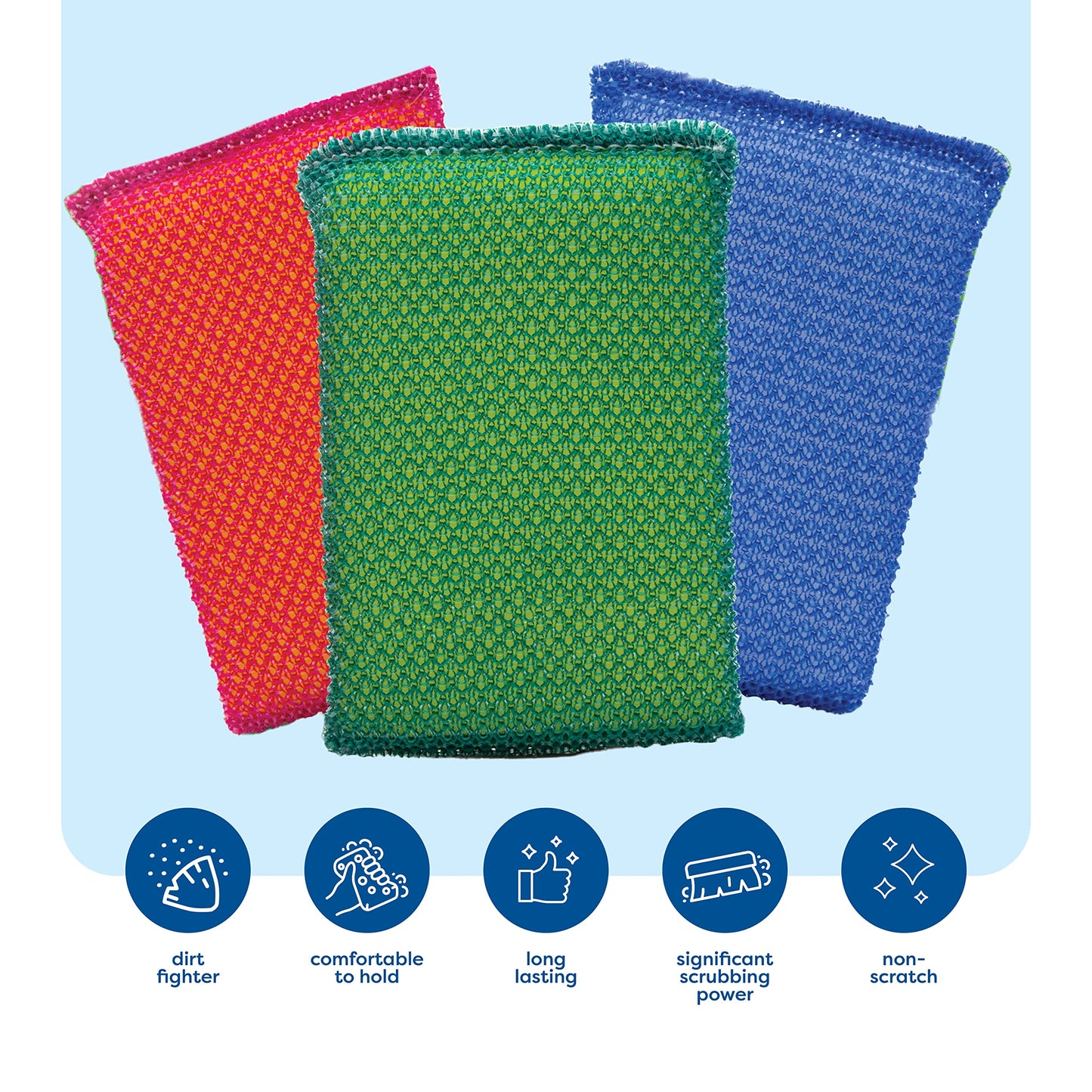 SCRUBIT Multi-Purpose Scouring Pad - Non-Scratch Cleaning Sponges for Pots, Pans, Dishes, Utensils & Non-Stick Cookware - Scrubbing Pads Use for Kitchen, Bathroom - 6 Pack Dish Sponge (Green)