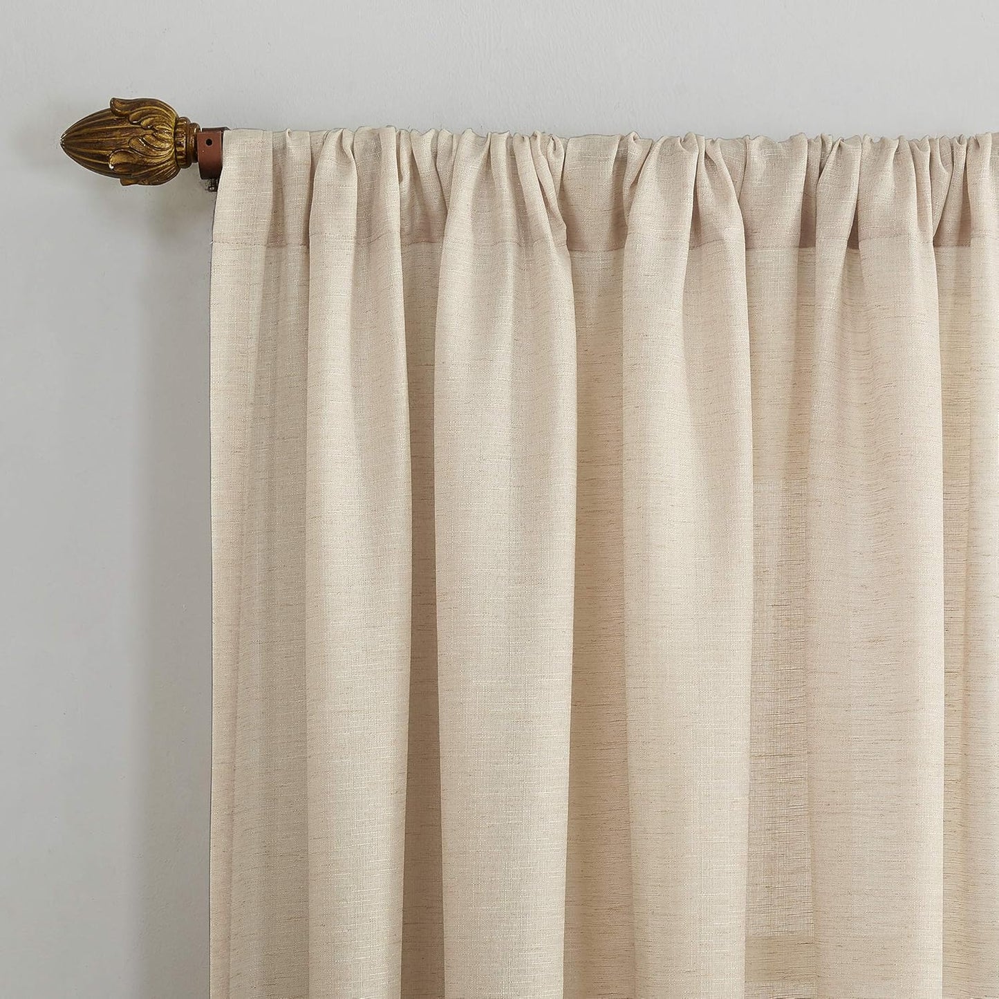No. 918 Amalfi Linen Blend Textured Semi-Sheer Curtain Panel - 54" x 84", Ivory, Rod Pocket Design