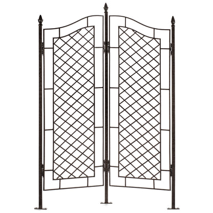 H Potter Large 2-Panel Garden Trellis 72" Installed Height, 75 lb Heavy Iron Privacy Screen, Freestanding Metal Outdoor Landscape Structure GAR573