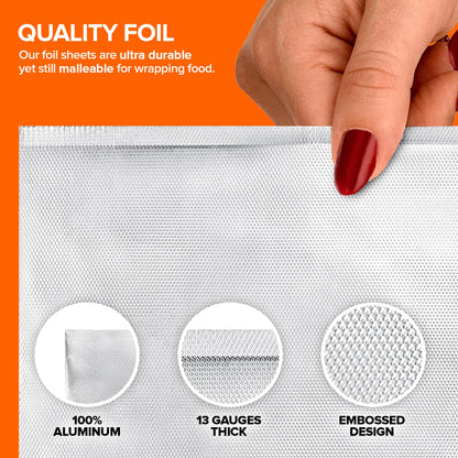 Stock Your Home Aluminum Foil Sheets, 200 Count, 15' Extra Wide Heavy Duty, Pop Up Foil Sheets for Restaurant, Deli, Home Use