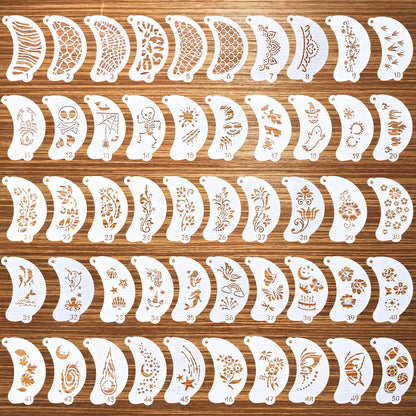 50 Pcs Face Paint Stencils Set, Reusable Body Facial Painting Art Templates for Halloween, Party Makeup and Temporary Tattoo Art