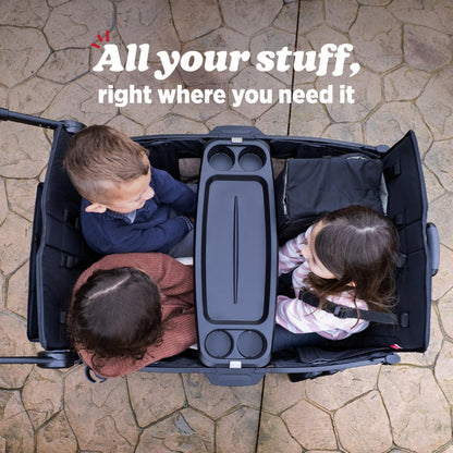 Radio Flyer Voya 2.0 XT 4-Seat Stroller Wagon, for Kids 6+ Months, Lightweight, Compact, Foldable, UV Canopy, Included Storage, Raised Folding Seats, Zippered Doors, Stroller Wagon for Kids