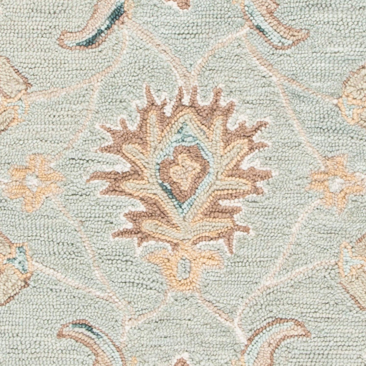 SAFAVIEH Blossom Collection 8' x 10' Aqua / Ivory BLM702M Handmade Premium Wool Area Rug