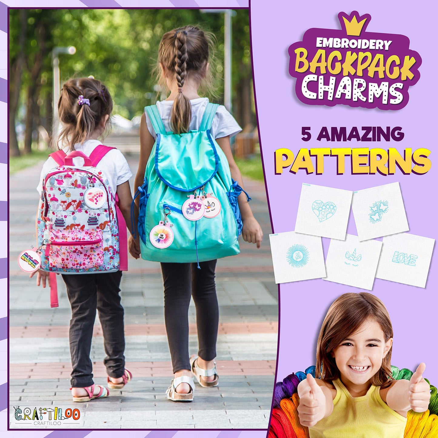 5 Stamped Embroidery kit With Embroidery Patterns. Embroidery Kit For Beginners, Needlepoint Kits For Beginners. Best Beginner Embroidery Kit For Kids Embroidery Starter Kit Cross Stitch Kits