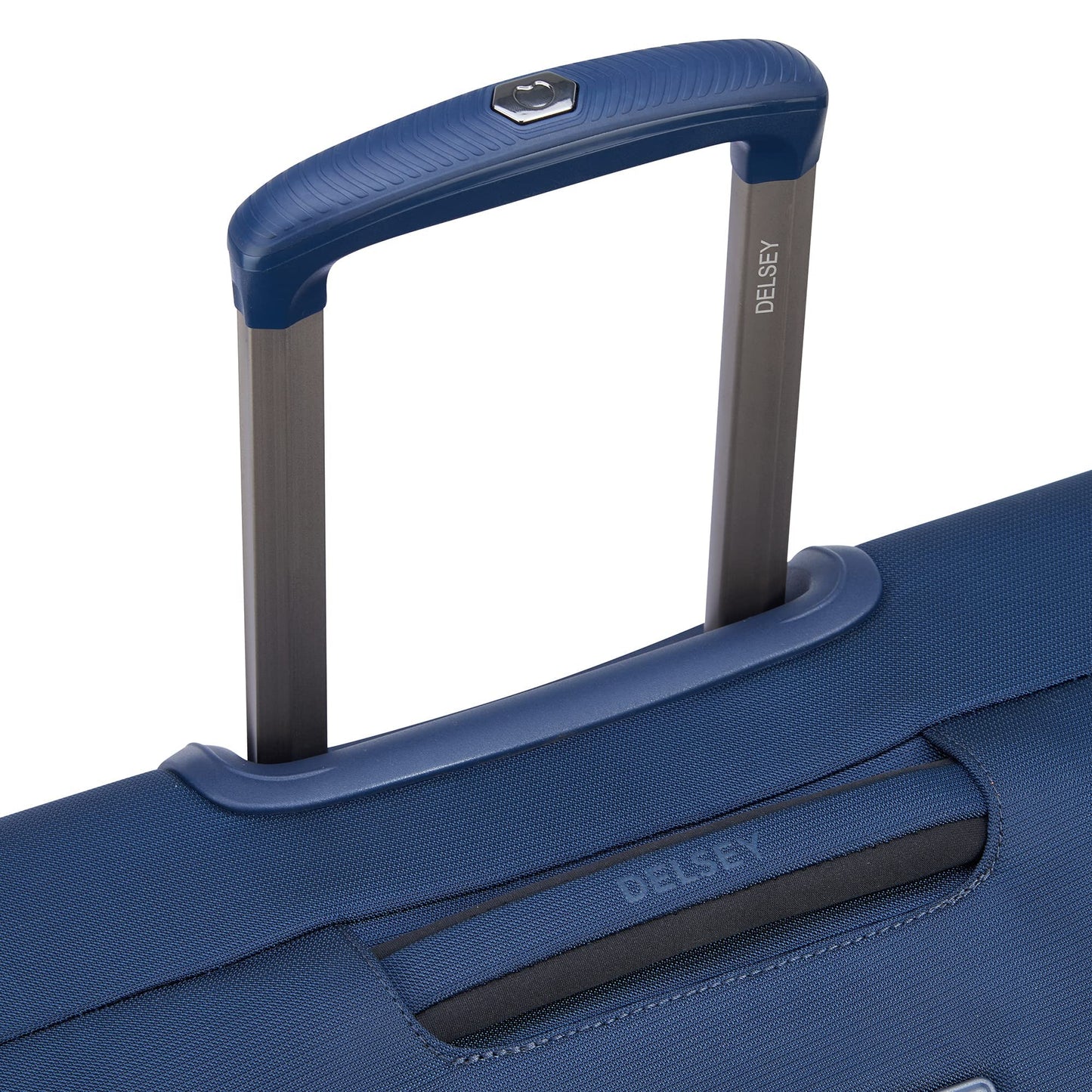 DELSEY PARIS Helium DLX Softside Expandable Luggage with Spinner Wheels, Navy Blue, Checked-Large 29 Inch