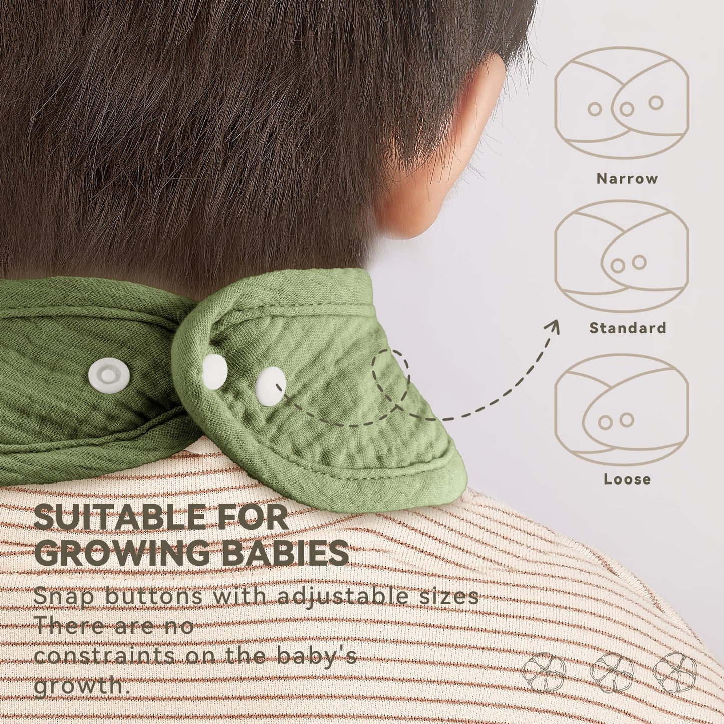 Wrrernsin Muslin Baby Bibs for Unisex Boys Girls, Cotton Drool Bib, Adjustable Newborn Bibs for Drooling and Teething