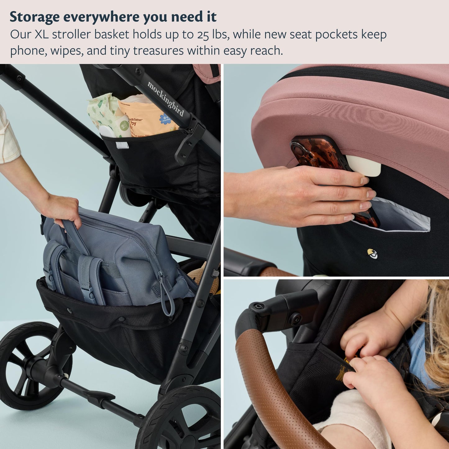 Mockingbird Single-to-Double Stroller 3.0 - Convertible Full Size Baby Stroller for 1, 2, or 3 Kids with 44 Possible configurations, Travel System Compatible - Sage