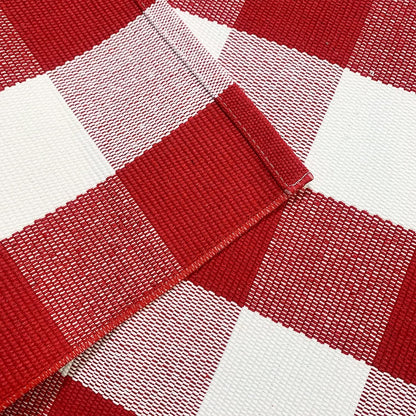 USTIDE Cotton Buffalo Plaid Rug, Red & White Check, 23.6"X51", Hand-Woven Indoor/Outdoor Washable Carpet