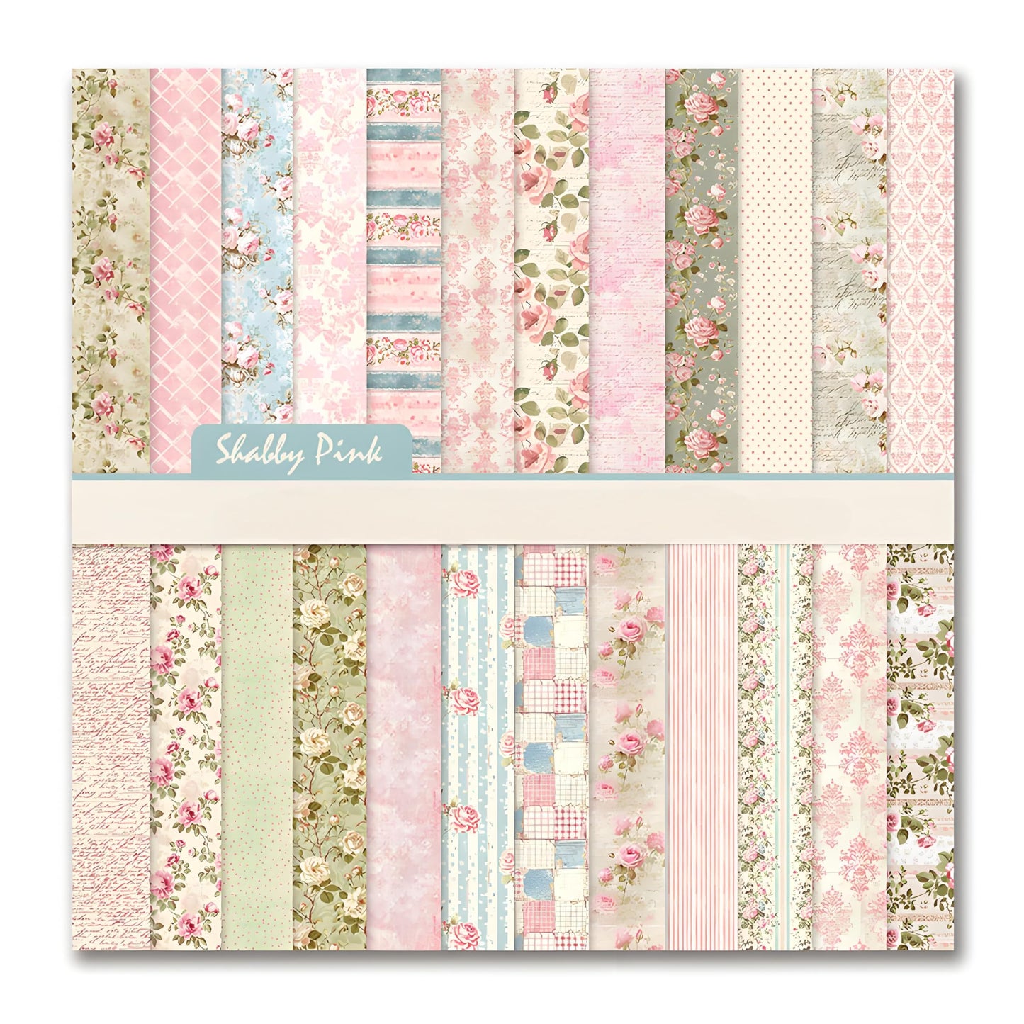 VIVIQUEN Spring Floral 12x12 Inch Scrapbook Paper – 24 Double-Sided Vintage Pink Botanical Designs, Acid-Free 160g Cardstock for DIY Crafts, Card Making, Photo Albums, Gift Wrapping, Junk Journals