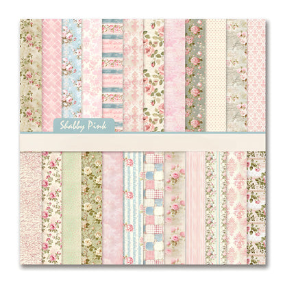 VIVIQUEN Spring Floral 12x12 Inch Scrapbook Paper – 24 Double-Sided Vintage Pink Botanical Designs, Acid-Free 160g Cardstock for DIY Crafts, Card Making, Photo Albums, Gift Wrapping, Junk Journals