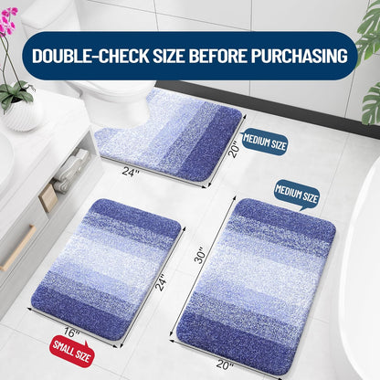 OLANLY Bathroom Runner Rug - Extra Soft Microfiber Mat | Quick Dry, Washable, 47x20, Blue-Violet