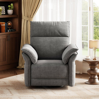 IDEALHOUSE Power Recliner Chair, 270 °Swivel Rocking Glider with USB Charging Port, Chenille Upholstered Fabric and Double-Layer Armrests, Nursery Chair for Living Room, Nursery(Gray)
