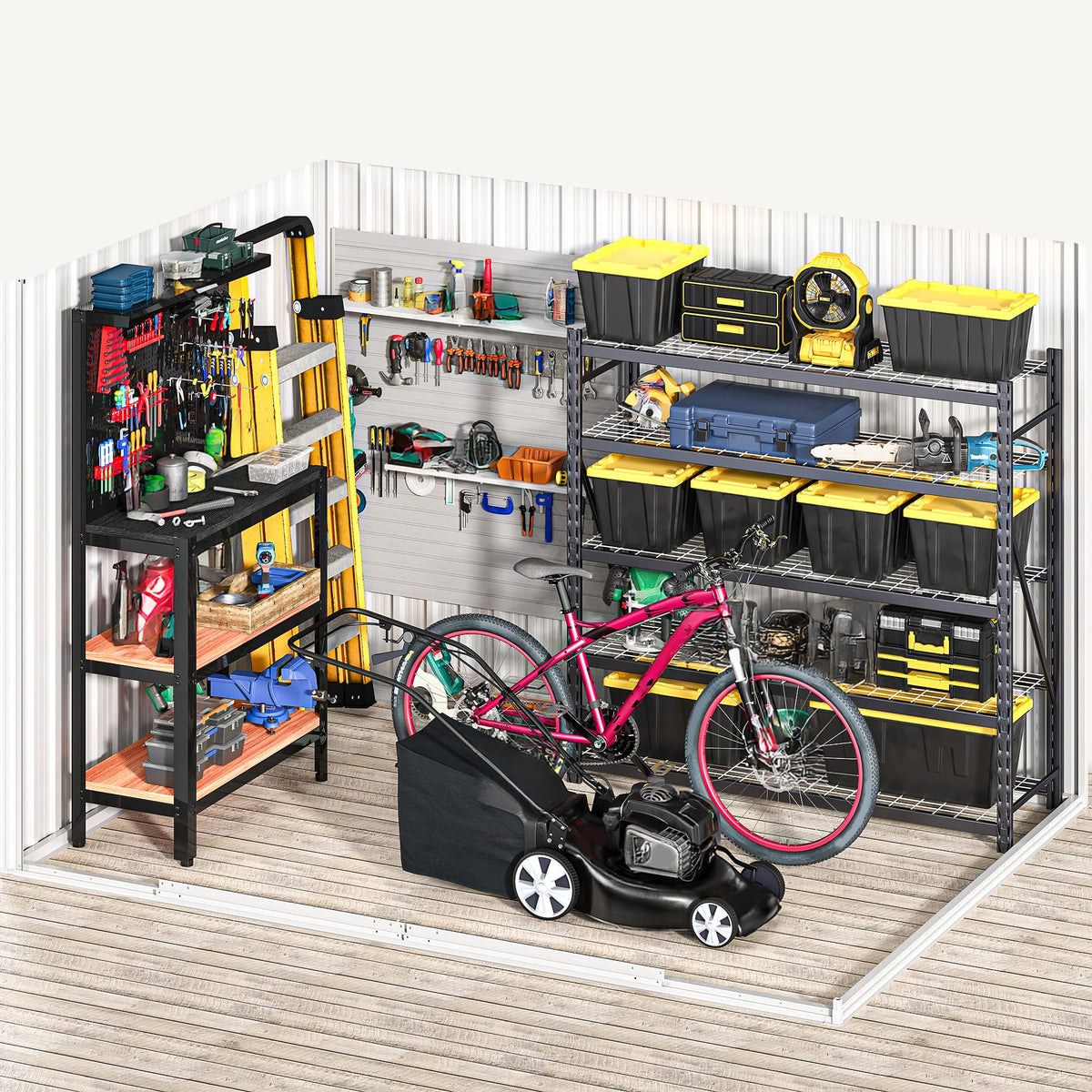 DWVO 7x5ft Metal Outdoor Storage Shed, Waterproof Tool Shed Heavy-Duty Storage Unit with Lockable Door and Vents, Ideal for Bicycles, Tools, Lawnmowers, Backyards, Patios, Lawns - Brown