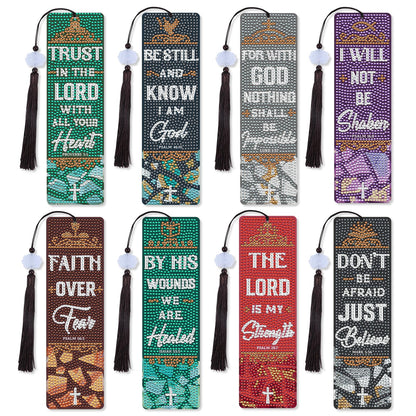 Sitsink Bible Verse Diamond Art Bookmarks - 8 Pcs Christian Book Mark Diamond Art Kits for Adult, DIY Crafts Gift Diamond Painting Bookmark Kit with Tessels