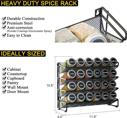 24 386 Set Countertop, -24 11.8" 10.8" SpaceAid Spice Rack Organizer with Spice Jars, Spice Labels, Chalk Marker