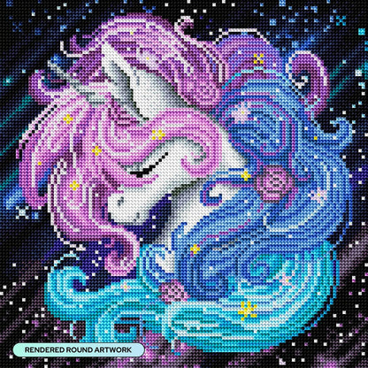 DIAMOND ART CLUB Aurora the Unicorn Diamond Painting Kit, Fun DIY Crafts for Adults, Round Diamond Art Canvas, 13" x 13" (33 cm x 33 cm)
